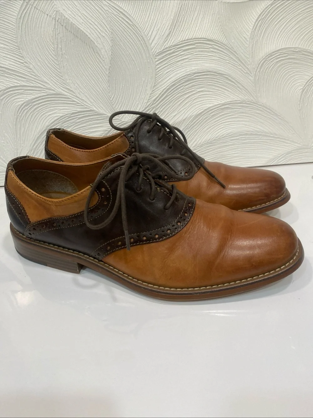G.H. Bass Casanova Men’s Carmel Brown Leather Casual Oxfords Shoes US Size 8.5M